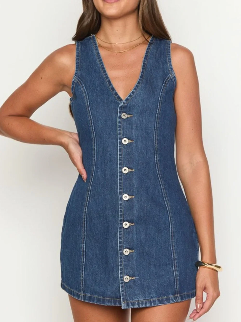 Sincerely Jules Denim Buttondown Dress - Size XS - Picture 3 of 7